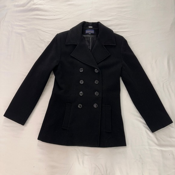 Vintage Herman Geist Women's Pea Coat Size 4 Black 100% Pure Wool Double Breaste - Picture 6 of 9